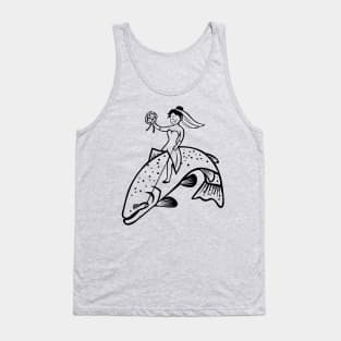 Bride Fisherman Riding Steelhead Trout Tank Top